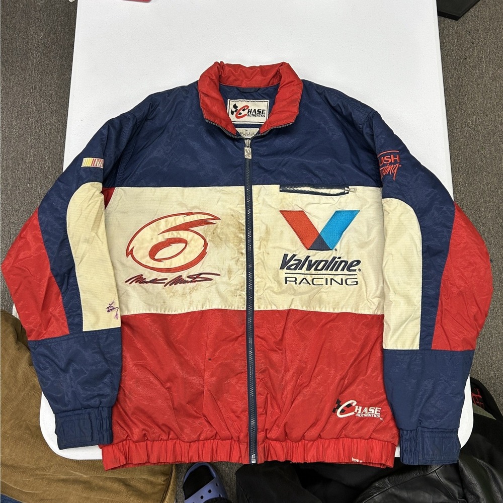 Chase Authentics Racing Jacket Mens Medium Blue Red Valvoline Mark Martin 6
